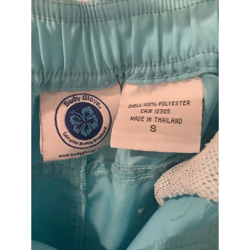 Body Glove Swim Shorts Elastic Waist‎ Drawstring Pockets Aqua Blue Sz S